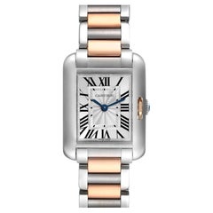 Cartier Tank Anglaise Small Steel Rose Gold Ladies Watch W5310036 Box Papers