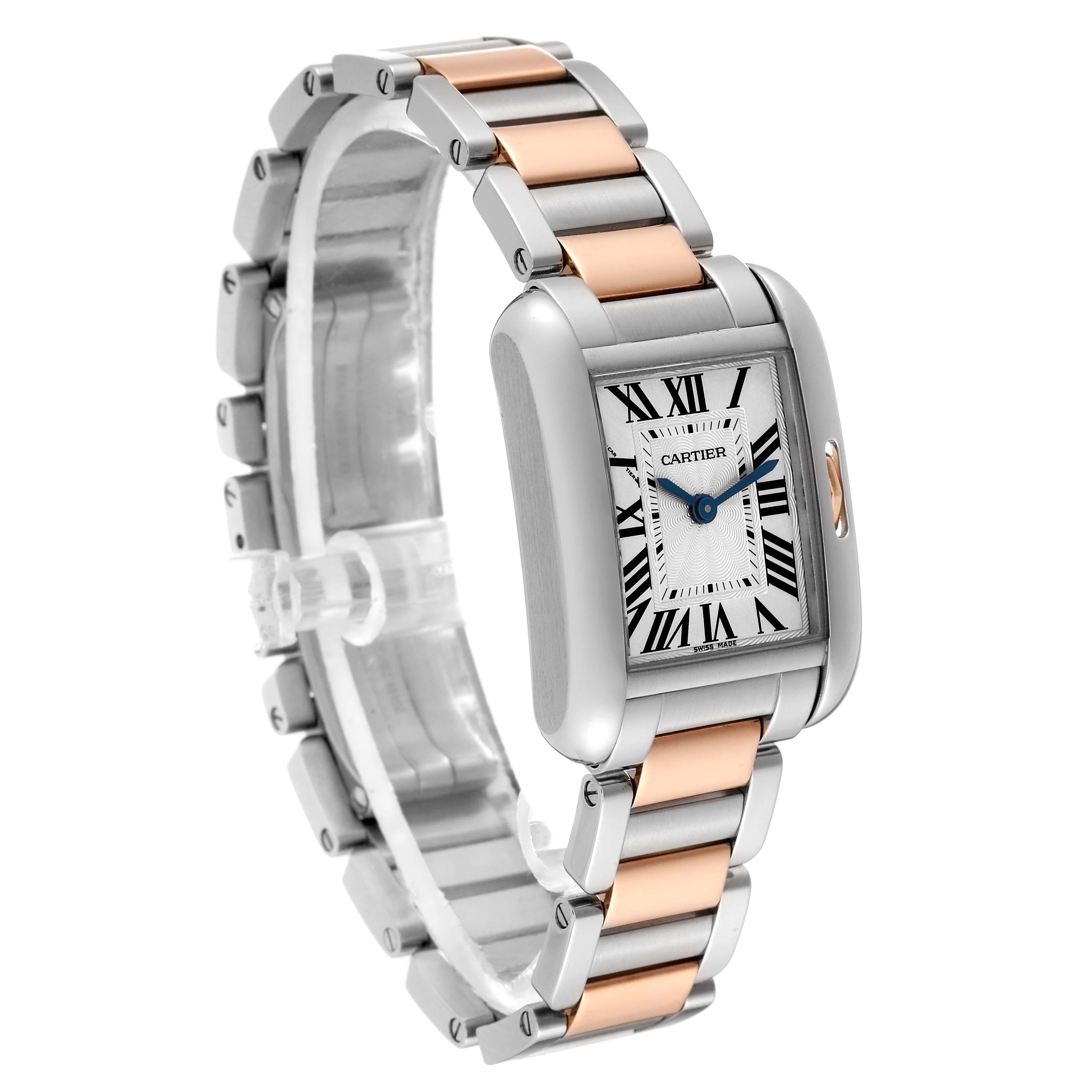 Cartier Tank Anglaise Small Steel Rose Gold Ladies Watch W5310036 For Sale 4