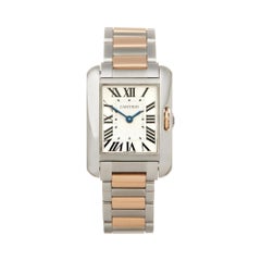 Cartier Tank Anglaise Stainless Steel and 18K Rose Gold W5310036 Wrist Watch