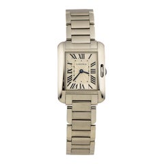 Orologio Cartier Tank Anglaise in acciaio inossidabile con quadrante argentato