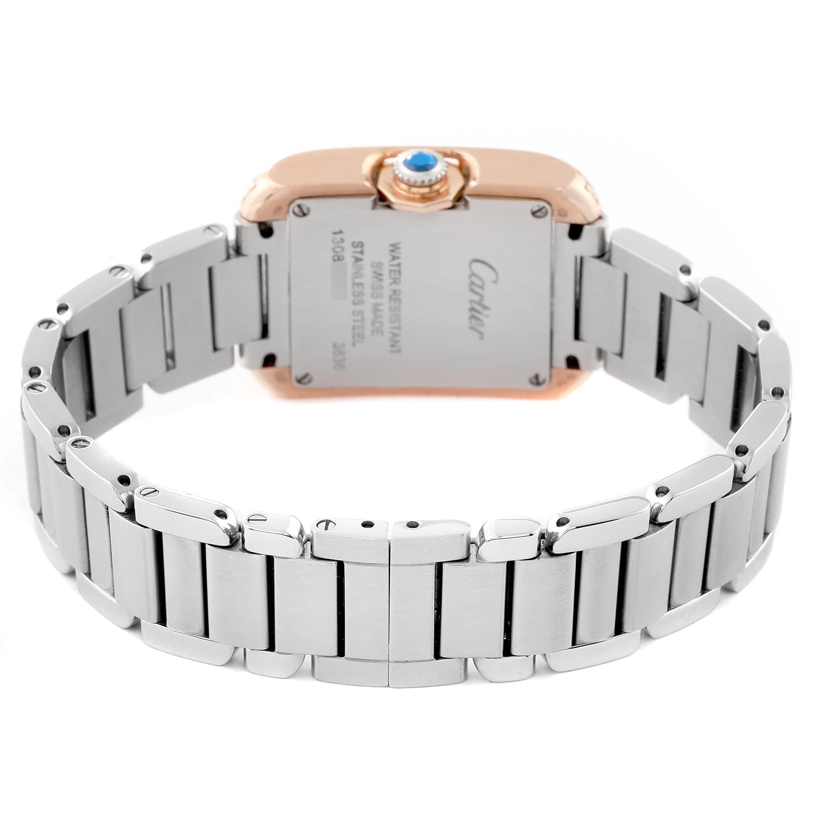 Cartier Tank Anglaise Steel Rose Gold Diamond Ladies Watch W3TA0002 Box Card For Sale 1