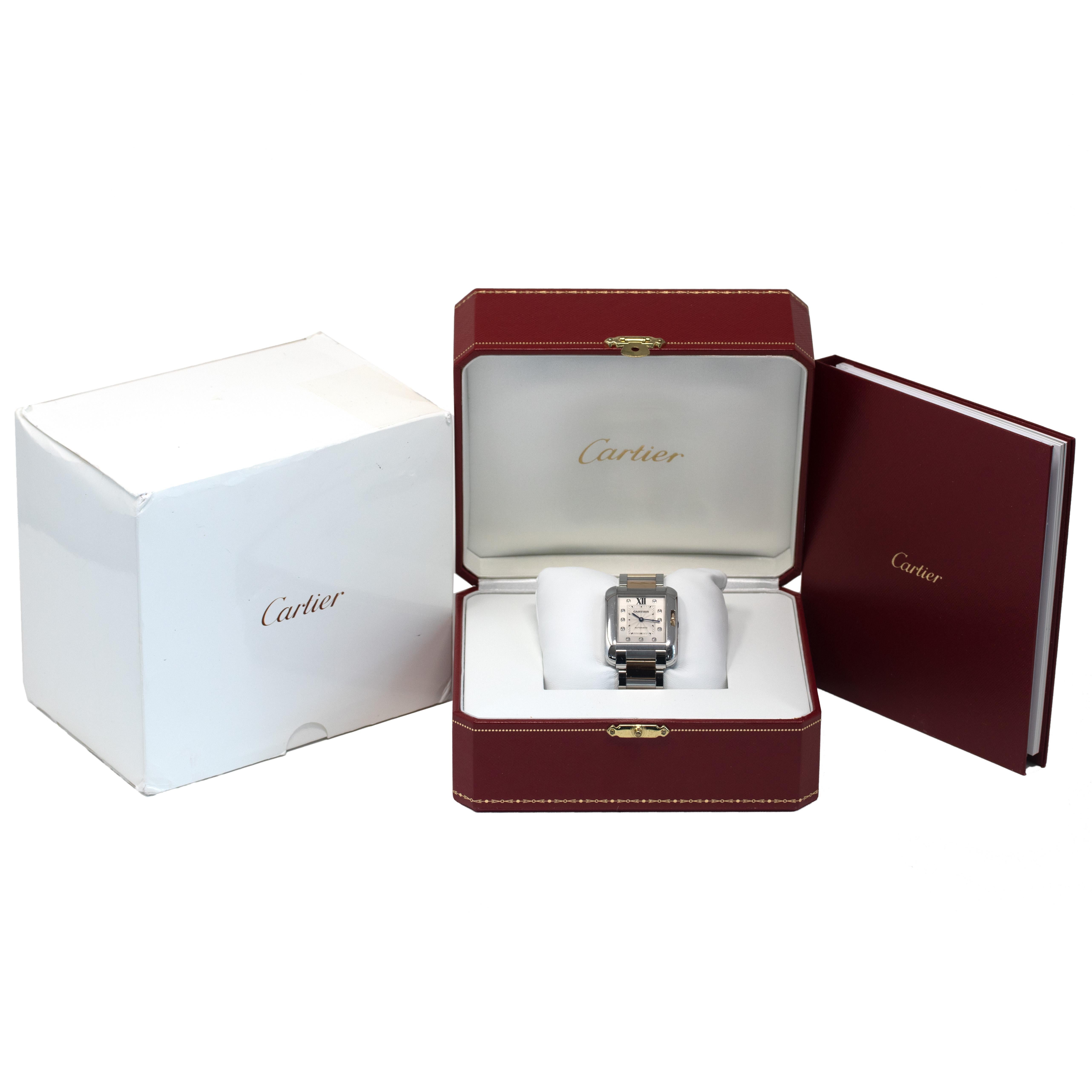 Cartier Tank Anglaise Two-Tone Diamond Dial Ladies Watch In Excellent Condition In Boca Raton, FL