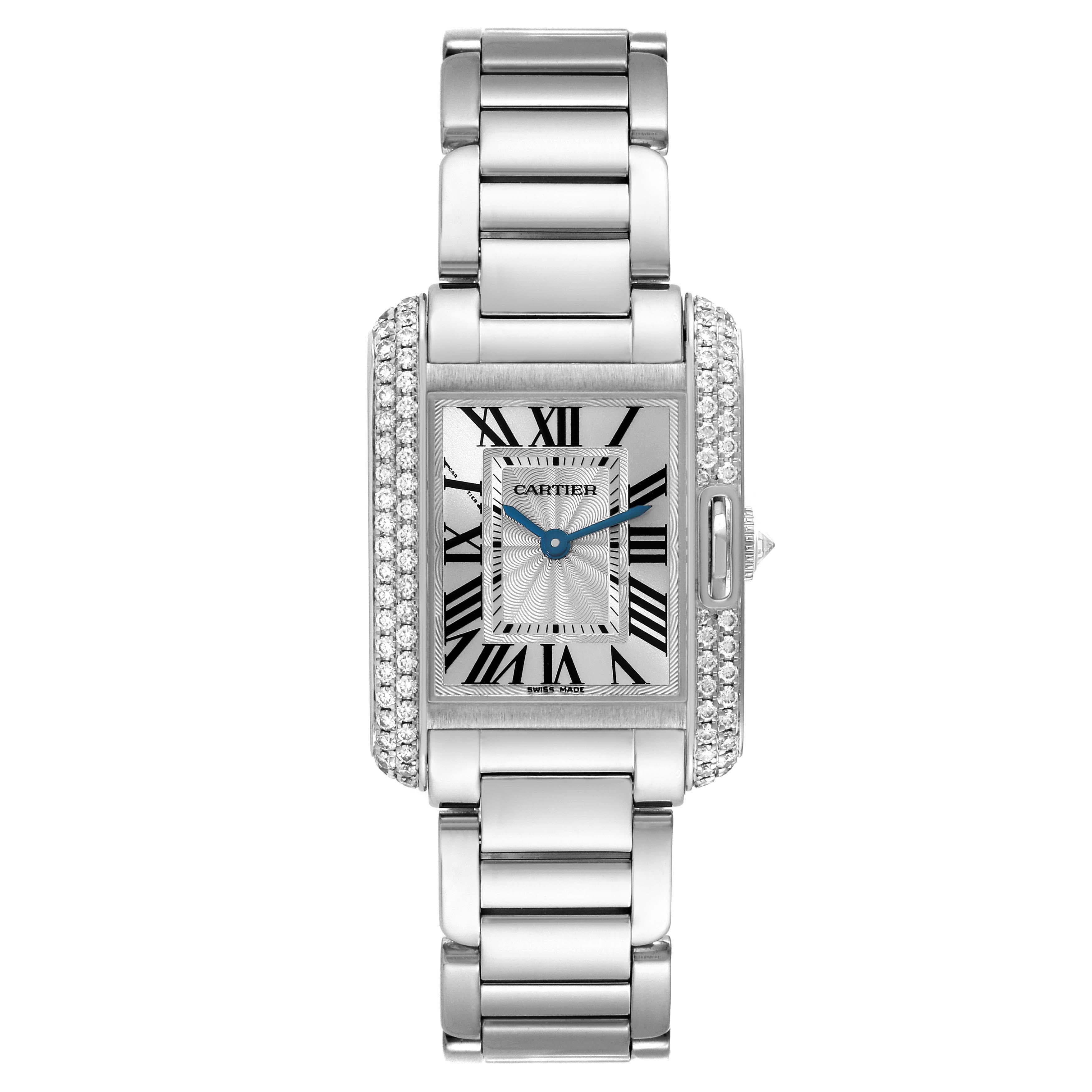 Cartier Tank Anglaise White Gold Diamond Ladies Watch WT100008 In Excellent Condition For Sale In Atlanta, GA