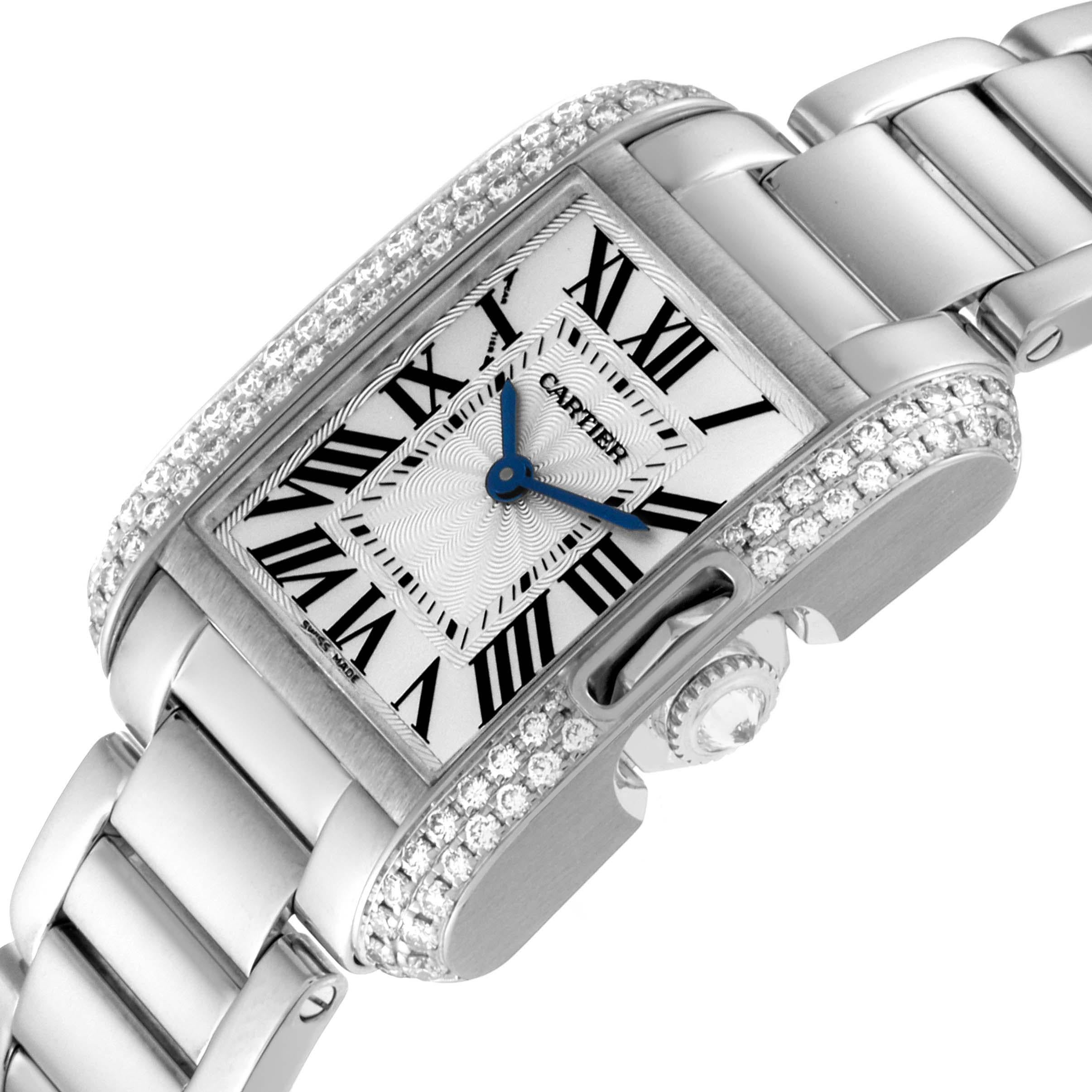 Cartier Tank Anglaise White Gold Diamond Ladies Watch WT100008 For Sale 3