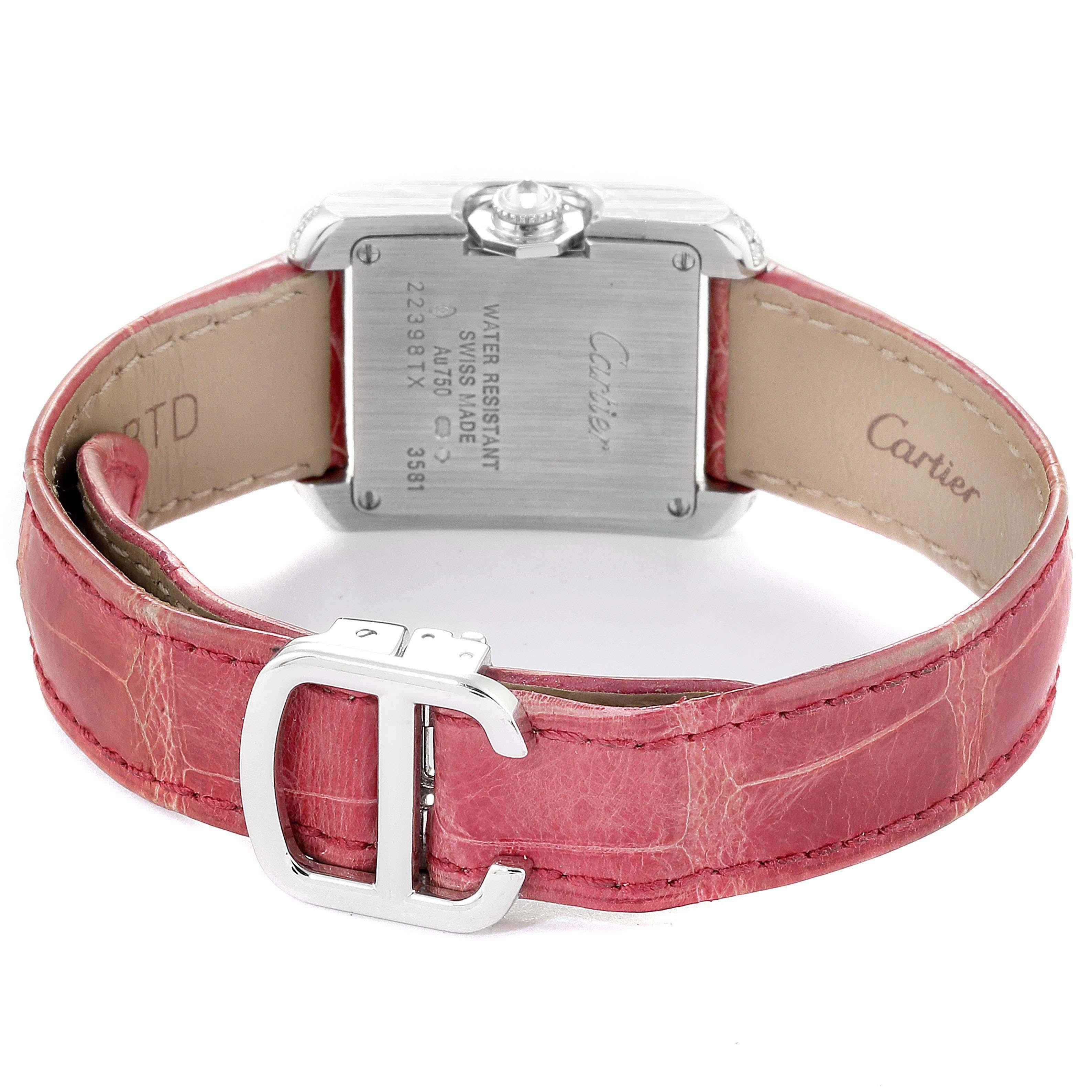 Women's Cartier Tank Anglaise White Gold Diamond Ladies Watch WT100015 Box Papers