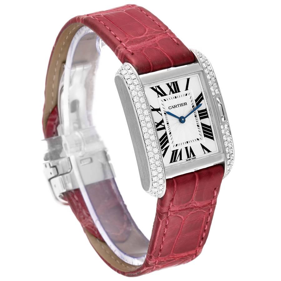 Cartier Tank Anglaise White Gold Diamond Ladies Watch WT100030 In Excellent Condition In Atlanta, GA