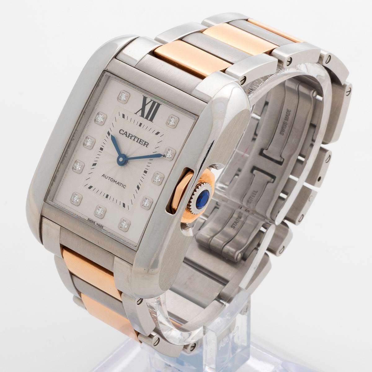 Cartier Tank Anglaise Wristwatch Ref WT100025, 11 x Diamonds, 30mm Case B&P's. In Excellent Condition In Canterbury, England