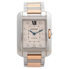 Cartier Tank Anglaise Wristwatch Ref WT100025, 11 x Diamonds, 30mm Case B&P's.