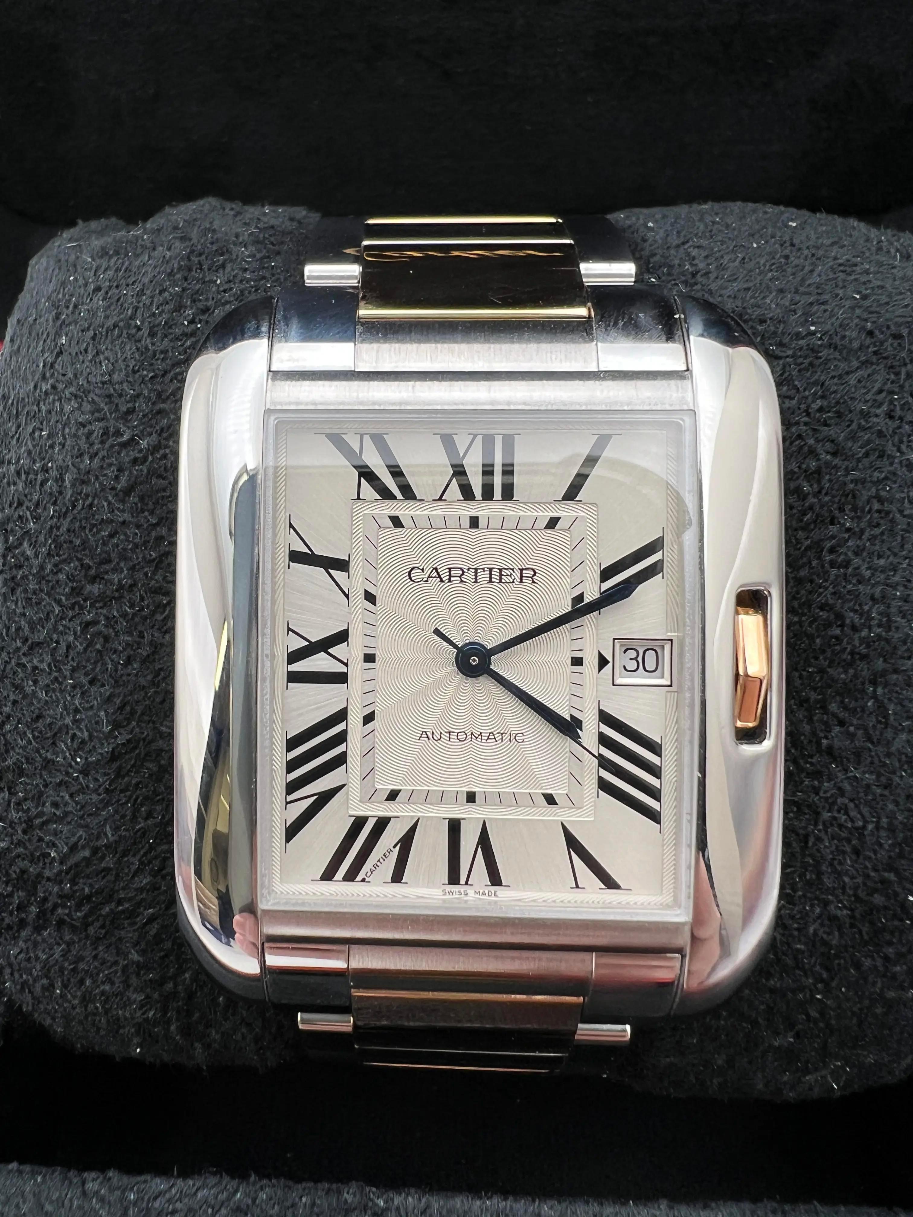 Cartier Tank Anglaise XL Orologio automatico in oro rosa 18 carati e acciaio W5310006 Scatola In condizioni ottime in vendita a New York, NY