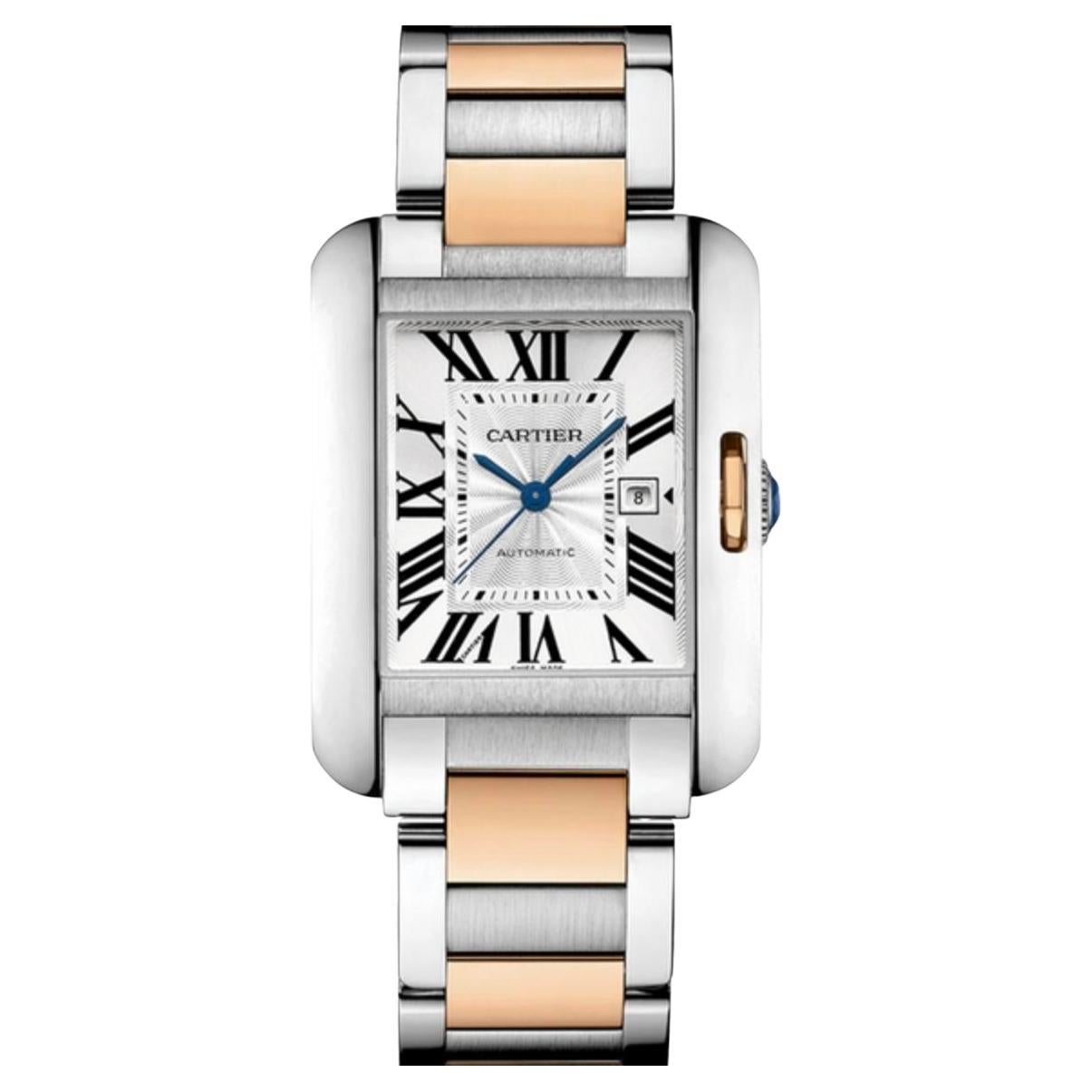 Cartier Tank Anglaise XL Orologio automatico in oro rosa 18 carati e acciaio W5310006 Scatola