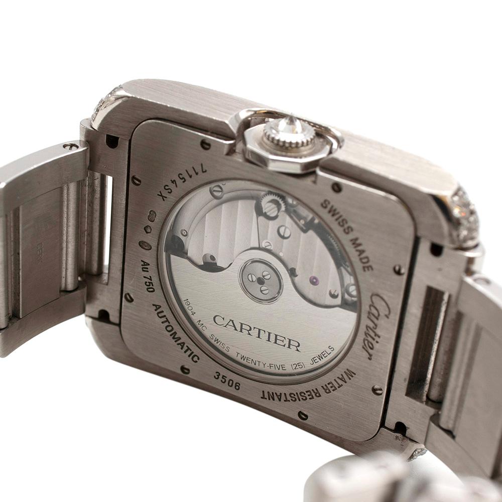 Round Cut Cartier Tank Anglaise Extra Large 18 Karat White Gold with Diamonds Wristwatch