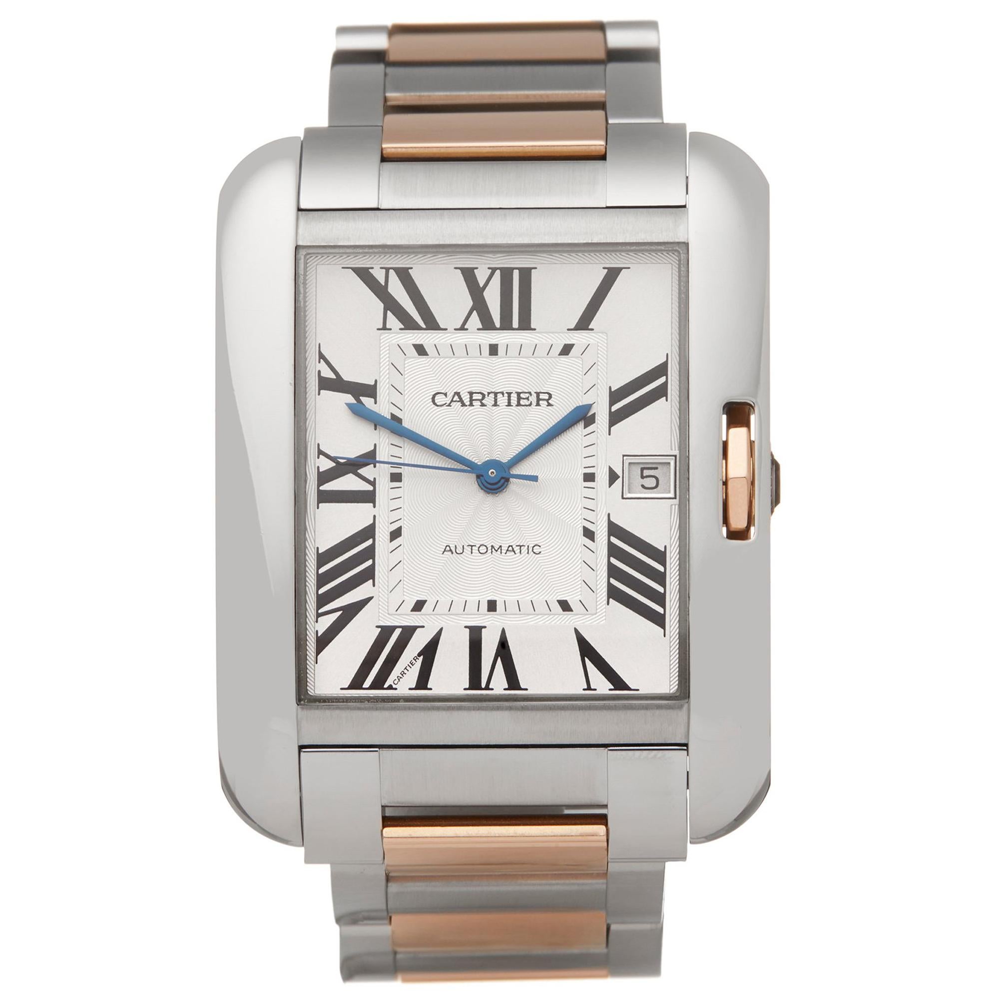 Cartier Tank Anglaise XL en acier inoxydable et or rose 18 carats W5310006 ou 3507