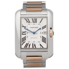 Cartier Tank Anglaise XL en acier inoxydable et or rose 18 carats W5310006 ou 3507