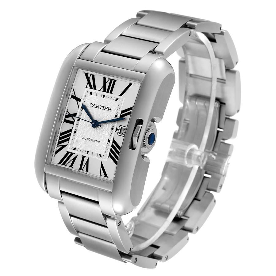 Cartier Tank Anglaise XL Steel Automatic Mens Watch W5310008 Box Papers In Excellent Condition For Sale In Atlanta, GA