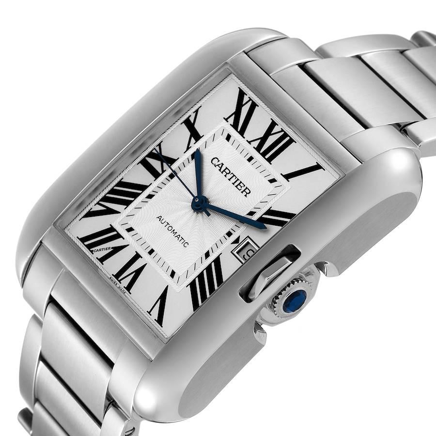Men's Cartier Tank Anglaise XL Steel Automatic Mens Watch W5310008 Box Papers For Sale