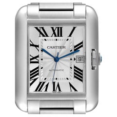 Vintage Cartier Tank Anglaise XL Steel Automatic Mens Watch W5310008 Box Papers