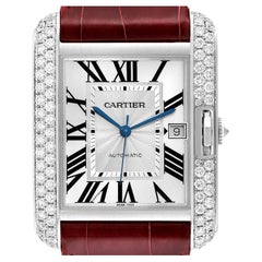 Cartier Montre Tank Anglaise XL en or blanc et diamants pour hommes WT100023