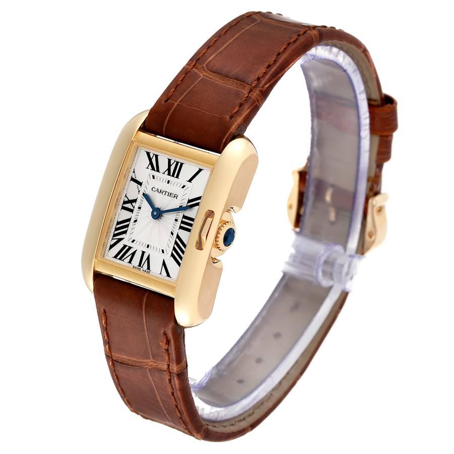 Cartier Tank Anglaise Yellow Gold Silver Dial Ladies Watch W5310028 In Good Condition In Atlanta, GA
