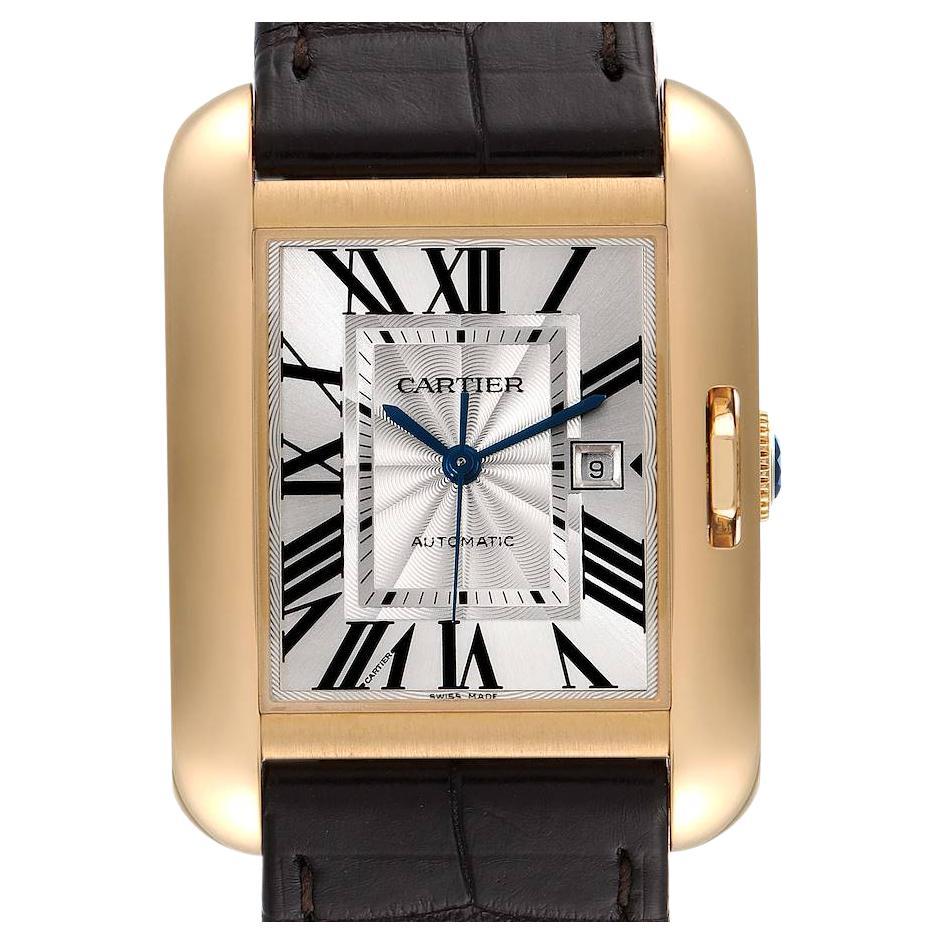Cartier Tank Anglaise Yellow Gold Silver Dial Mens Watch W5310030 For Sale
