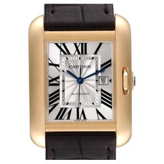 Vintage Cartier Tank Anglaise Yellow Gold Silver Dial Mens Watch W5310030