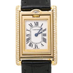 Cartier Tank Basculante 2480 Factory Diamond 18K Gold Ladies Box&Papers