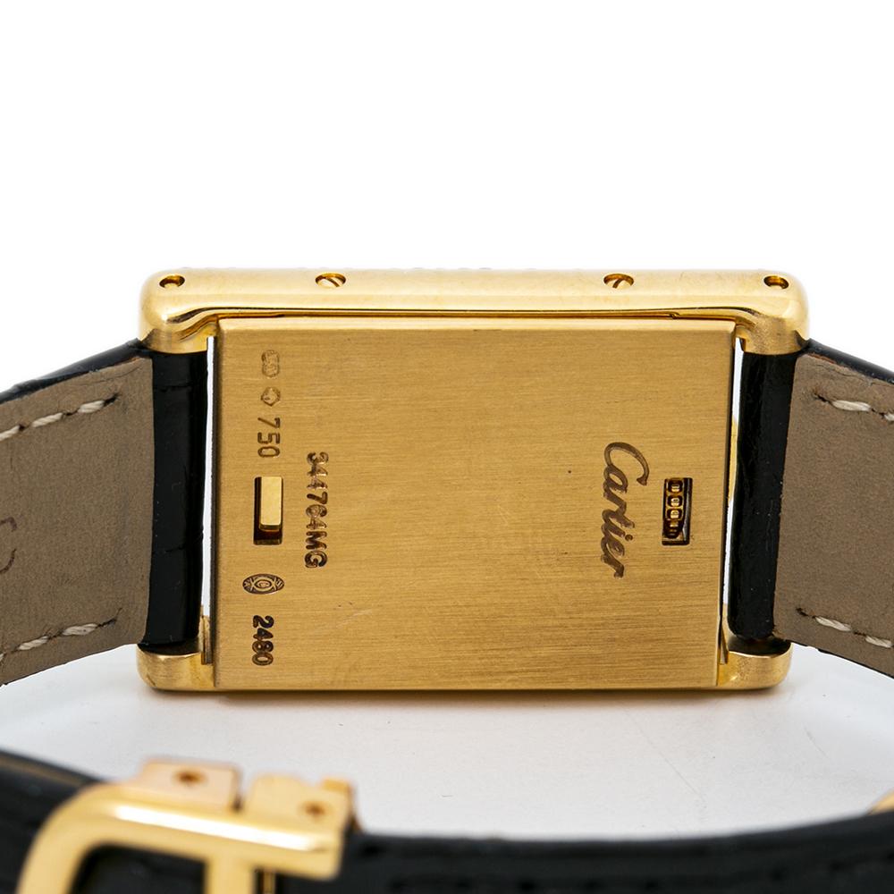 Contemporary Cartier Tank Basculante 2480 Factory Diamond 18K Gold Ladies Box&Papers For Sale