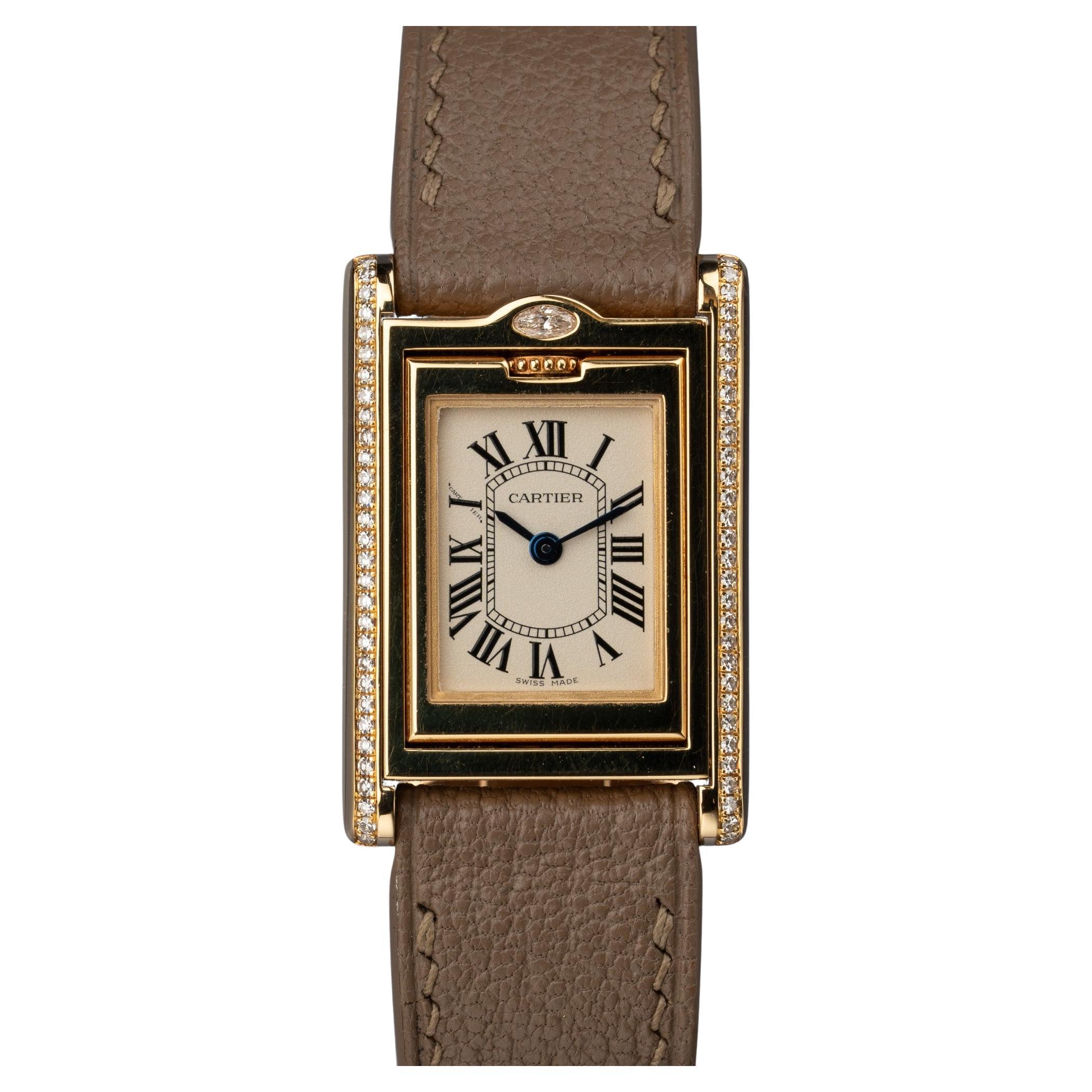 Cartier Tank Basculante 2480 Damen Diamant 18k YG
