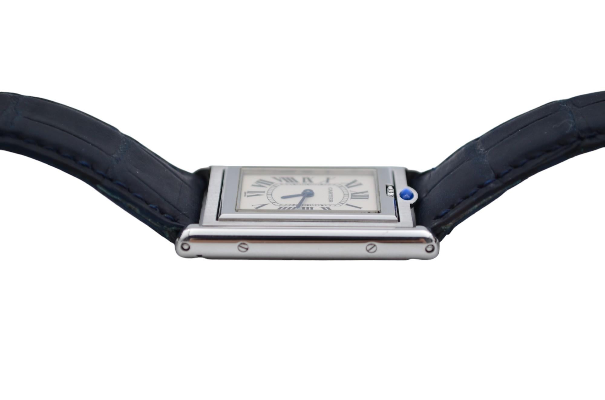 Cartier Tank Basculante 24x35mm Steel White Roman Dial Ref: 2405 6