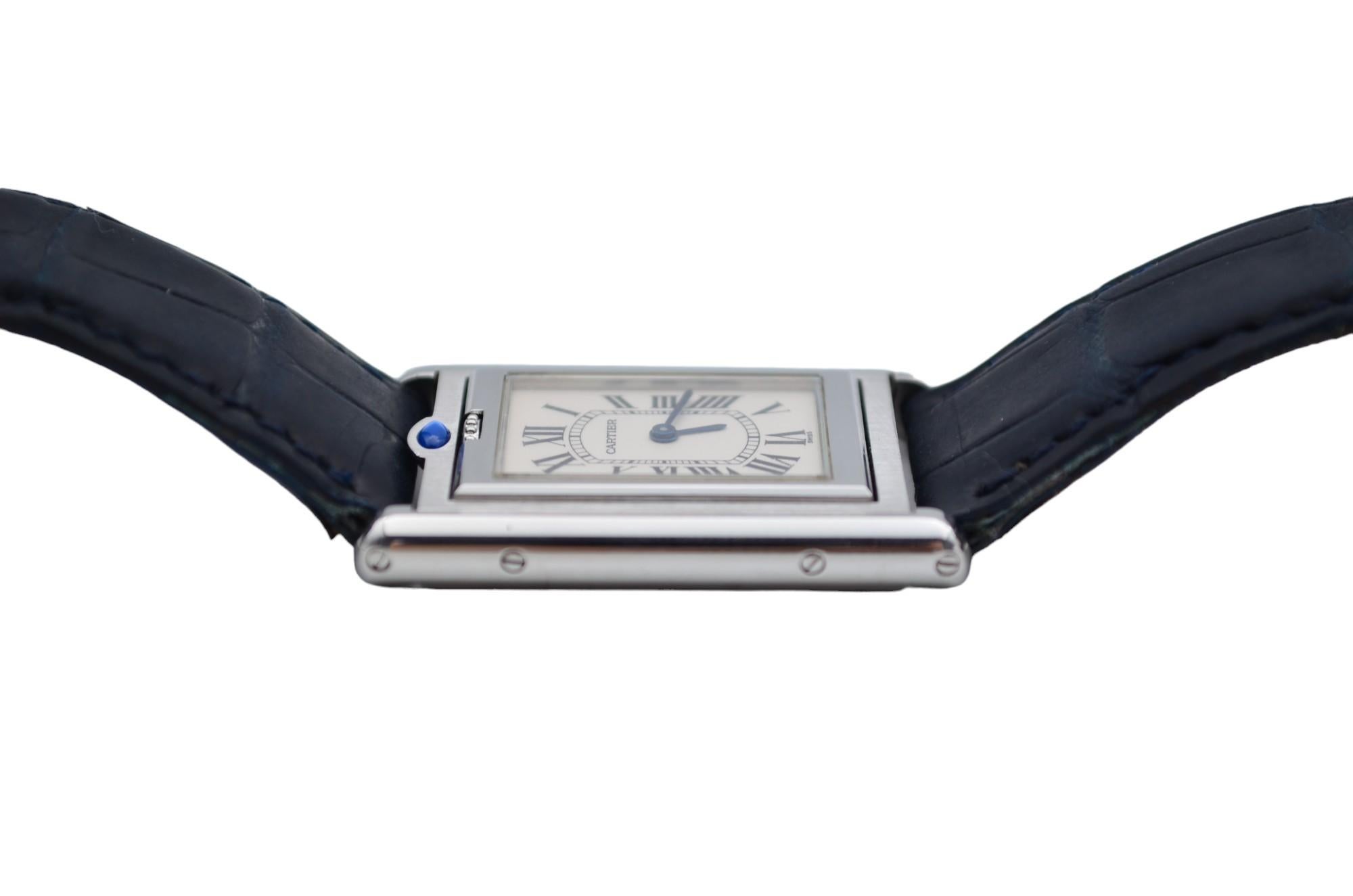 Cartier Tank Basculante 24x35mm Steel White Roman Dial Ref: 2405 7