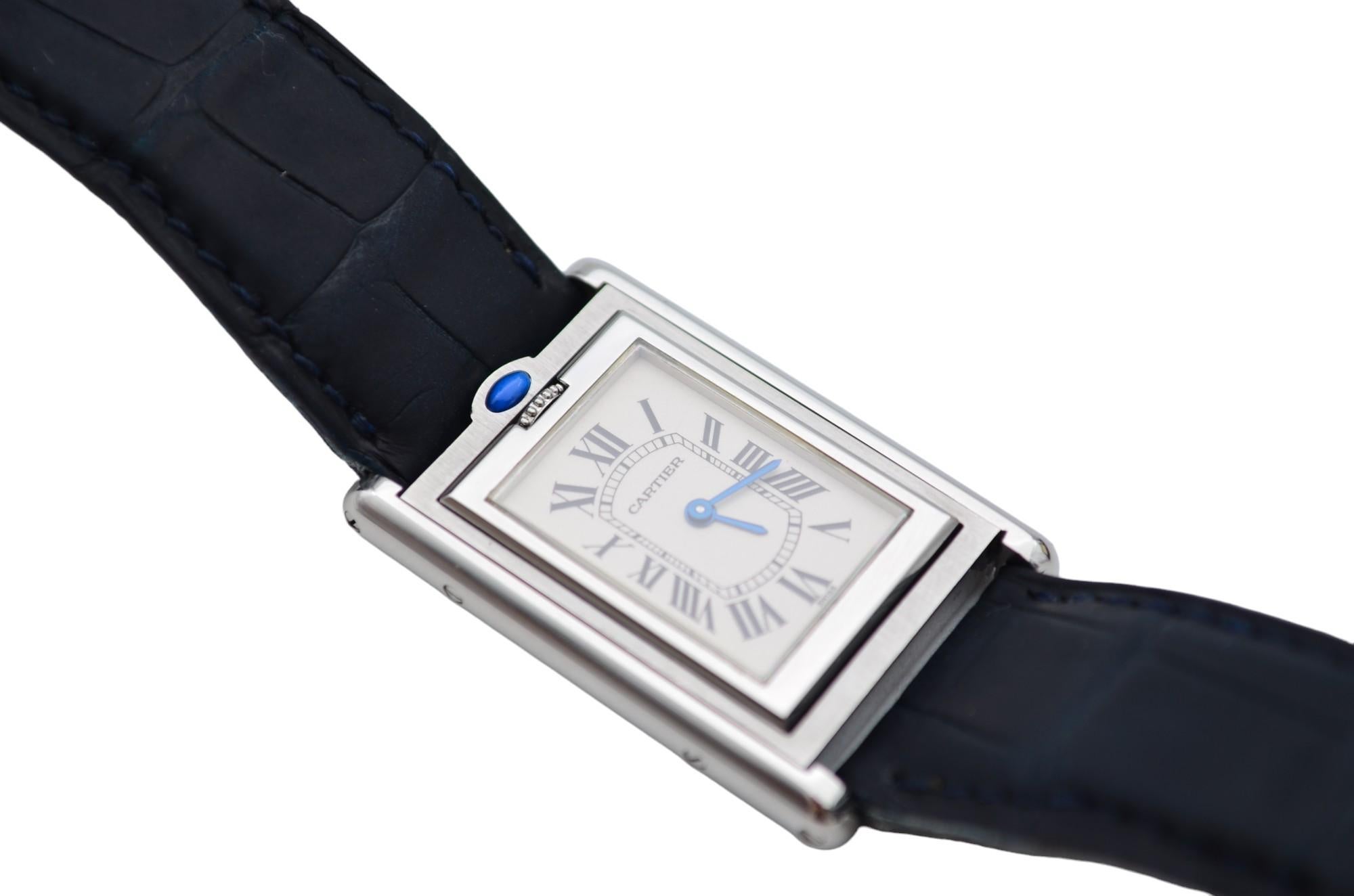 Cartier Tank Basculante 24x35mm Steel White Roman Dial Ref: 2405 9