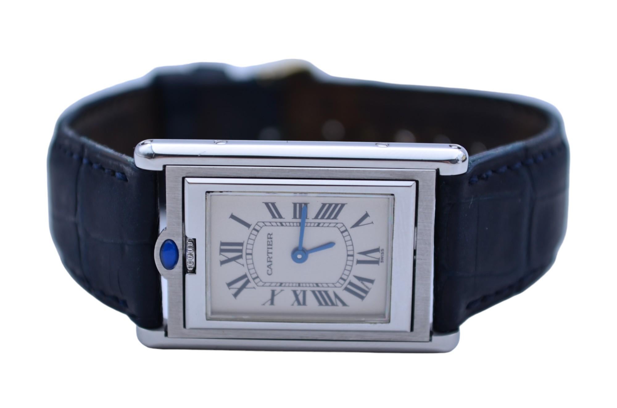 Cartier Tank Basculante 24x35mm Steel White Roman Dial Ref: 2405 In Excellent Condition In București, București