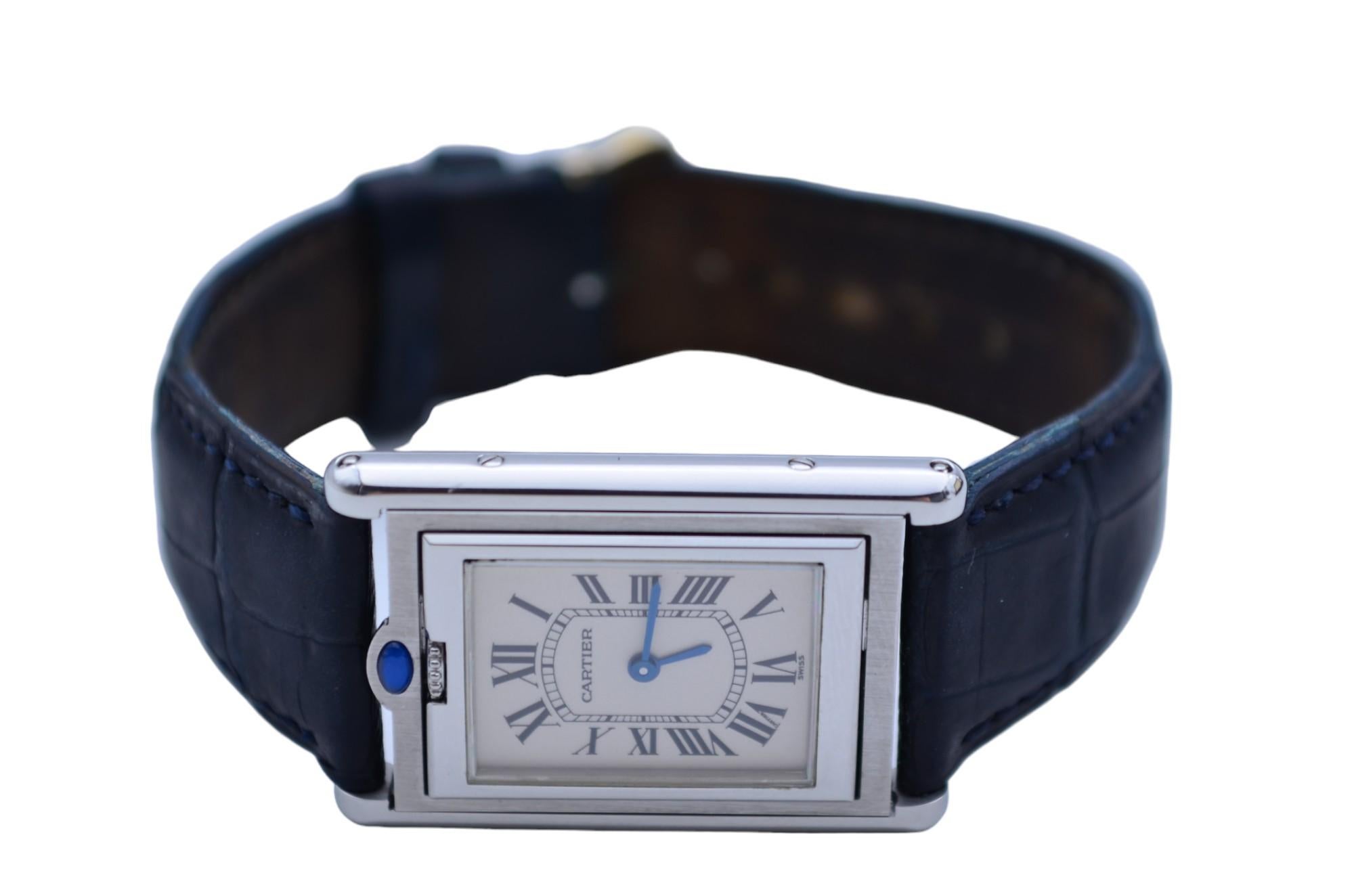 Women's or Men's Cartier Tank Basculante 24x35mm Steel White Roman Dial Ref: 2405