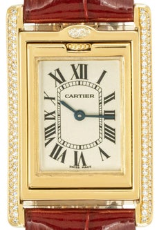Cartier Tank Basculante Diamond Yellow Gold Watch