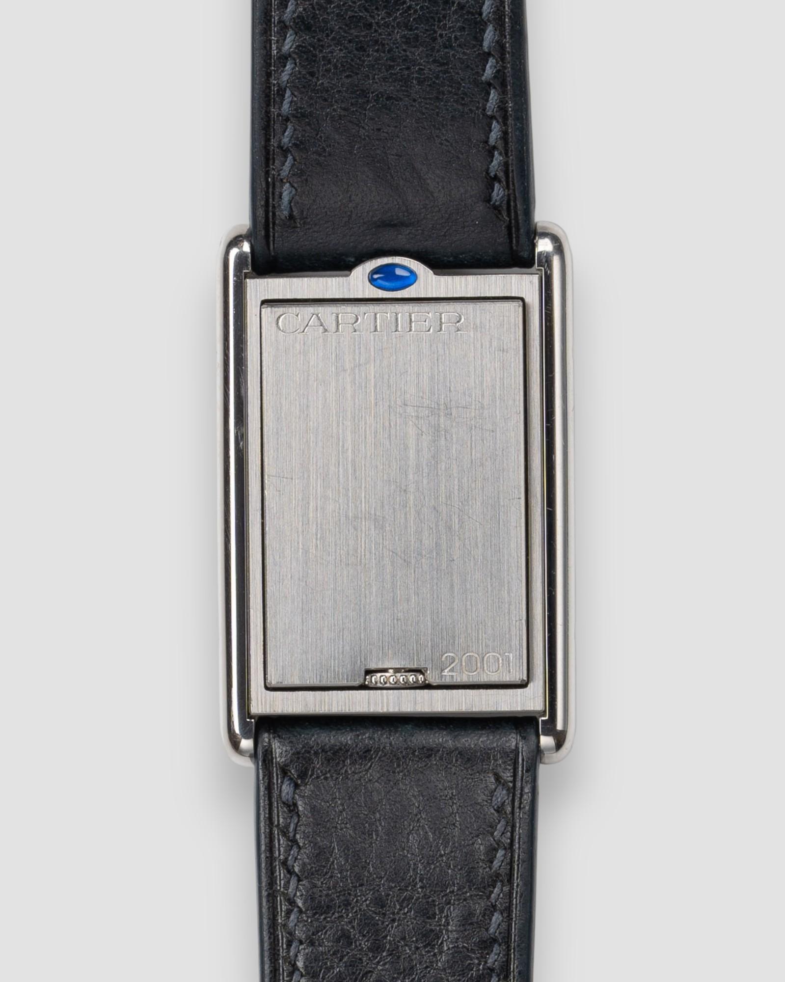 Cartier Tank Basculante LM 2390 Quadrante Bianco Guilloche Acciaio 2001 Carica Manuale in vendita 7