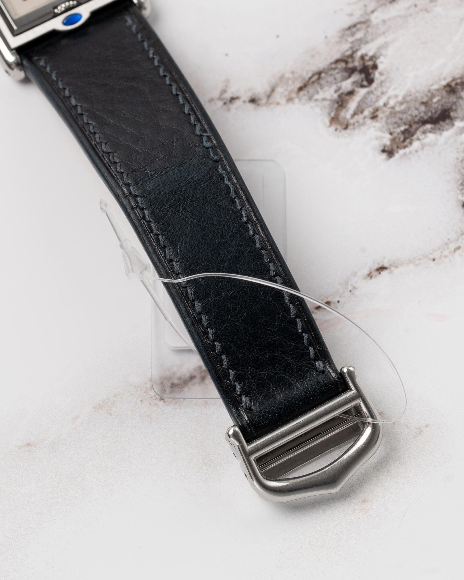 Cartier Tank Basculante LM 2390 Quadrante Bianco Guilloche Acciaio 2001 Carica Manuale in vendita 2