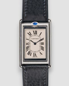 Cartier Tank Basculante LM 2390 White Guilloche Dial Steel 2001 Manual Winding