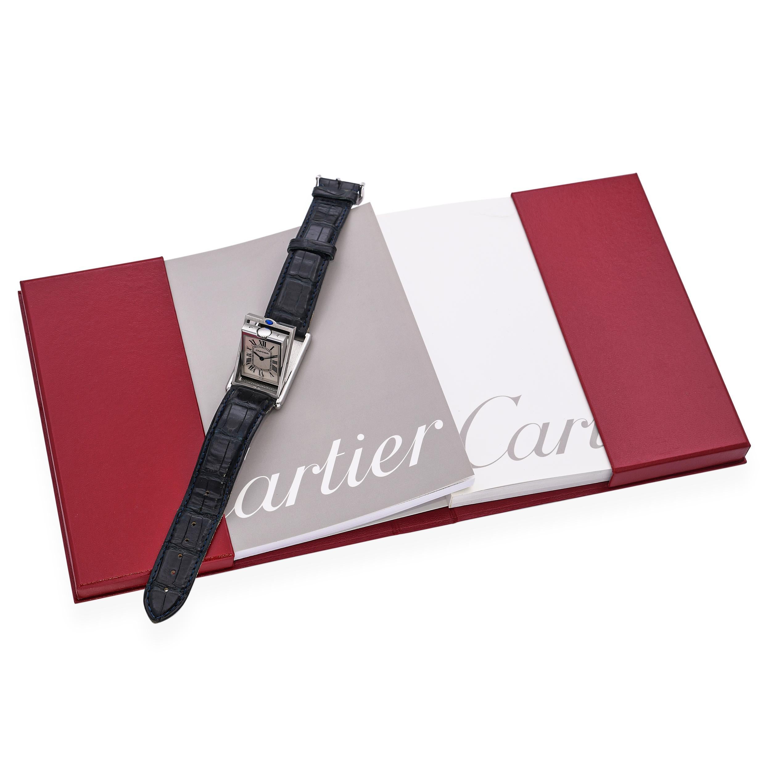 Cartier Tank Basculante Mecanique 2390 Stainless Steel Men's Watch For Sale 1