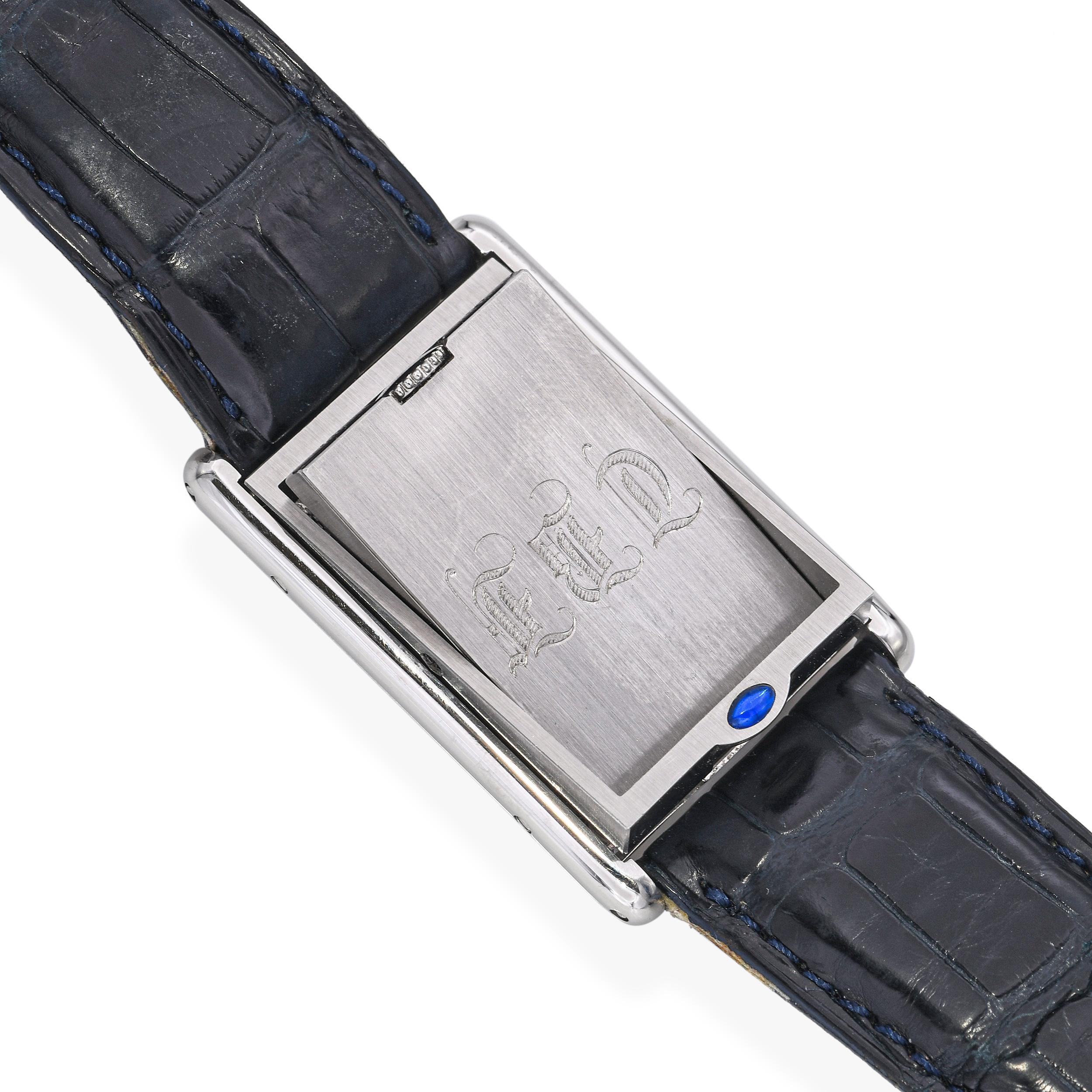 Cartier Tank Basculante Mecanique 2390 Stainless Steel Men's Watch For Sale 2