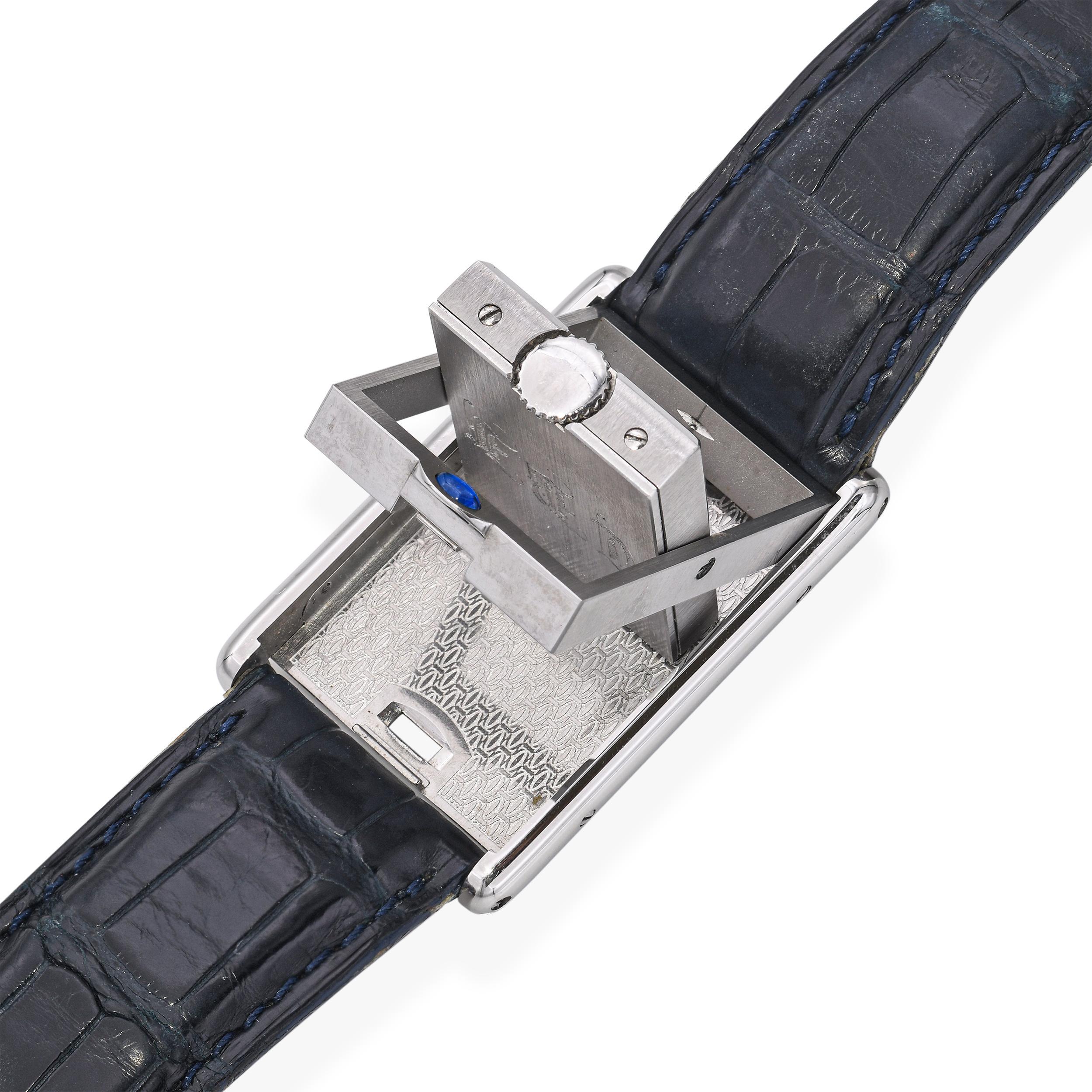 Cartier Tank Basculante Mecanique 2390 Stainless Steel Men's Watch For Sale 3