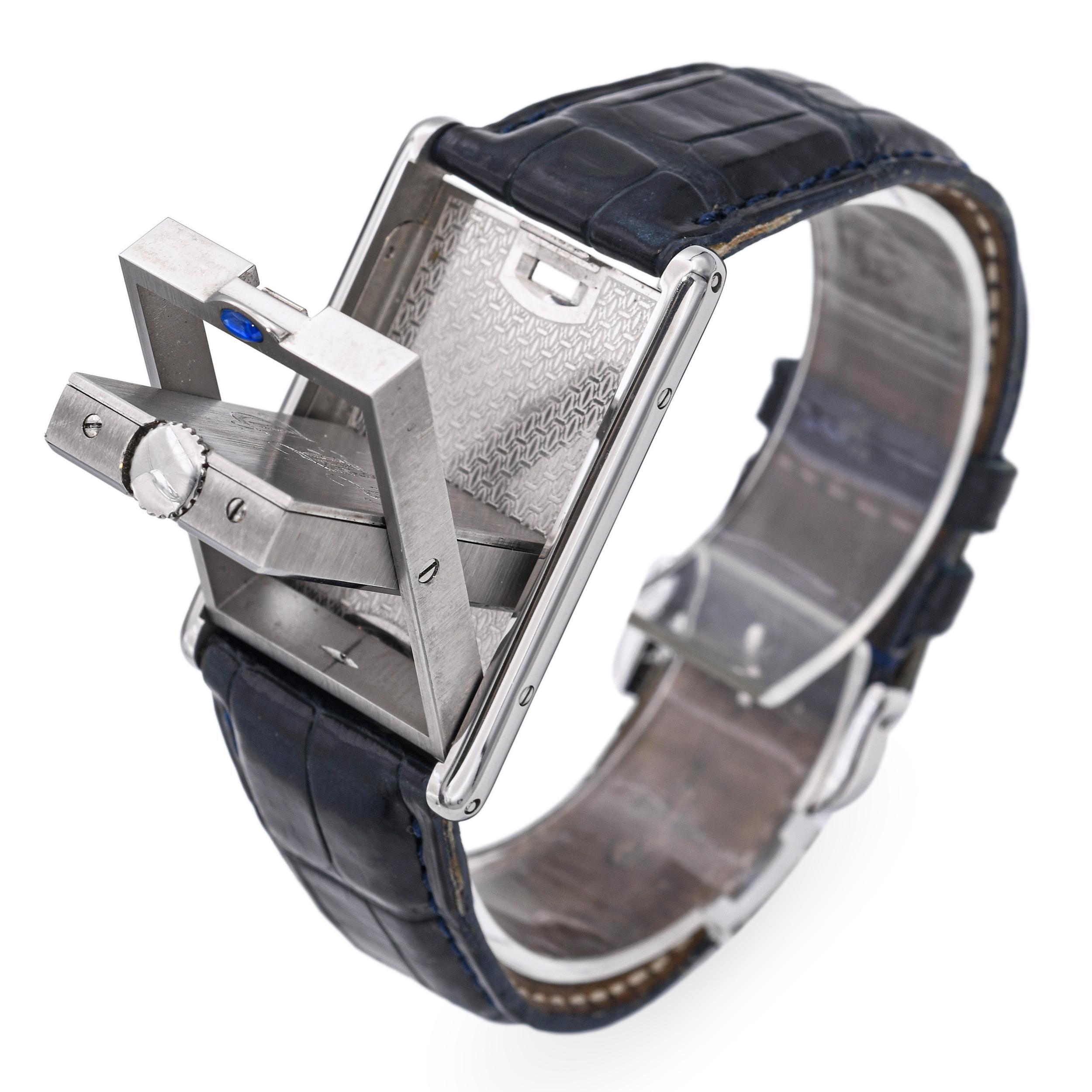 Cartier Tank Basculante Mecanique 2390 Stainless Steel Men's Watch For Sale 5