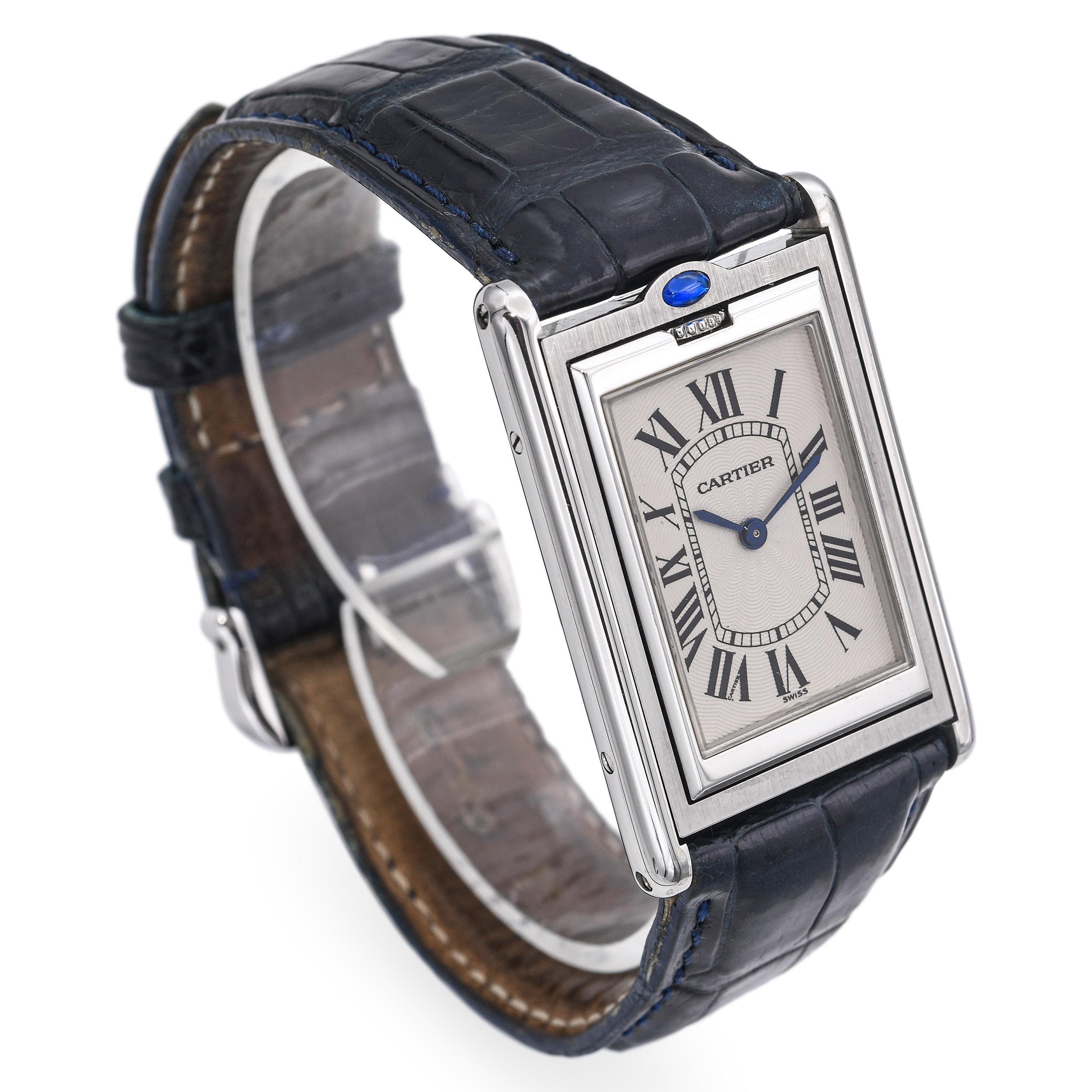 Cartier Tank Basculante Mecanique 2390 Stainless Steel Men's Watch For Sale 6