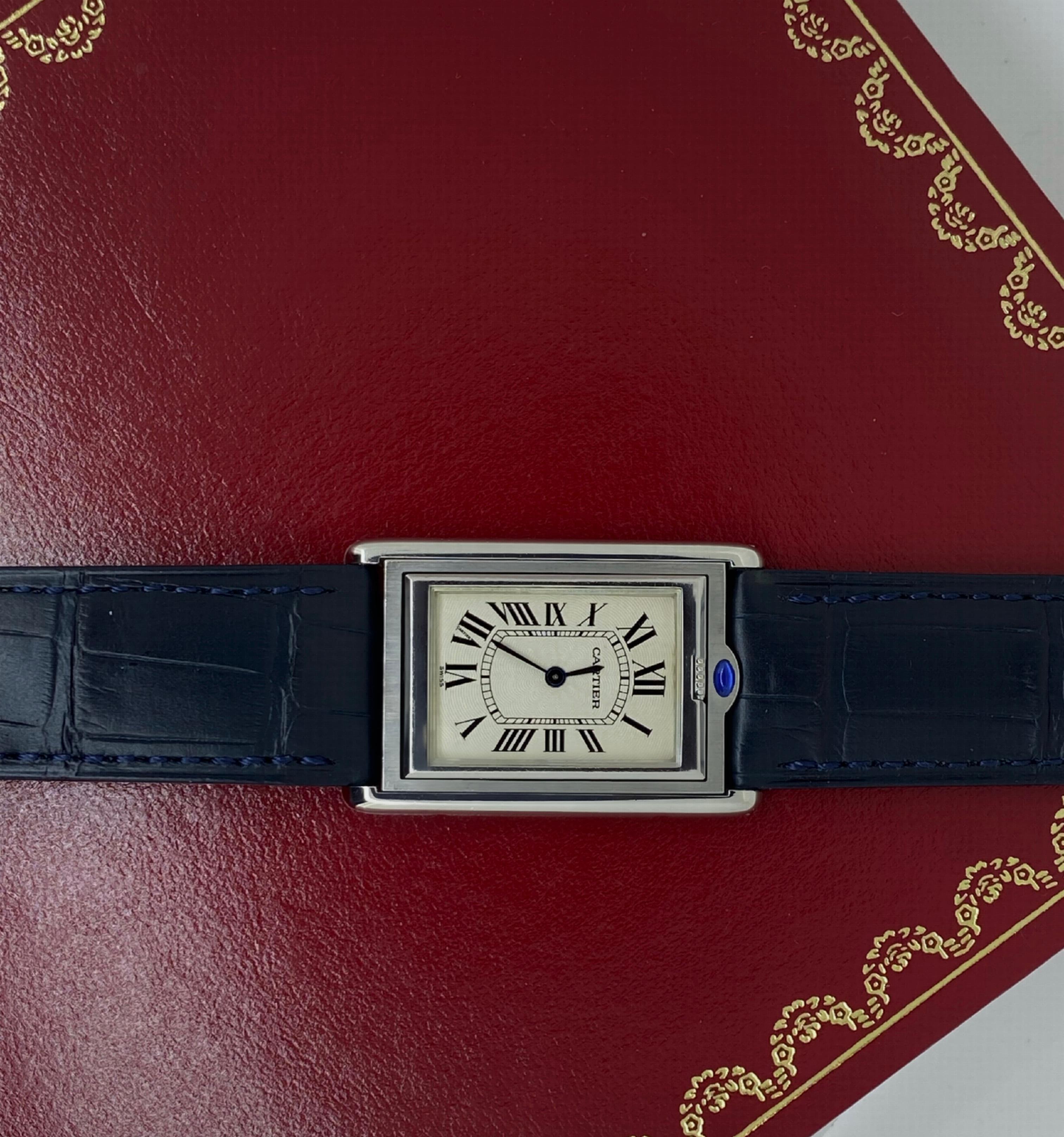 Modern Cartier Tank Basculante Ref 2390 Mécanique 'Manual' Rectangle Watch, Full Set For Sale