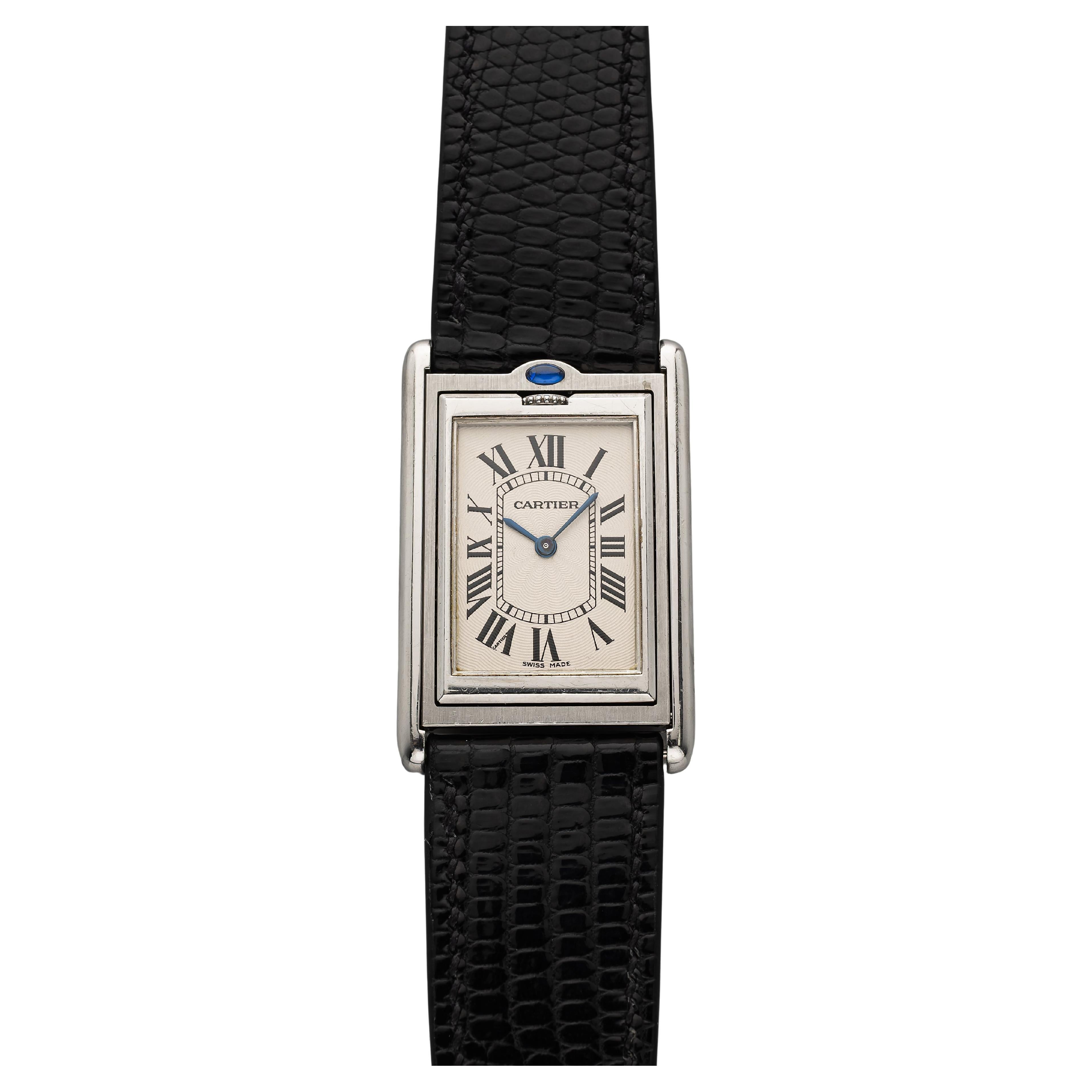 Cartier Tank Basculante Referencia 2390 Acero inoxidable de cuerda manual Blanco romano D