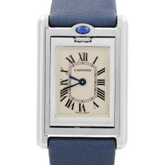 Cartier Tank Basculante Steel Reversible Case Cream Dial Ladies Watch W1011158