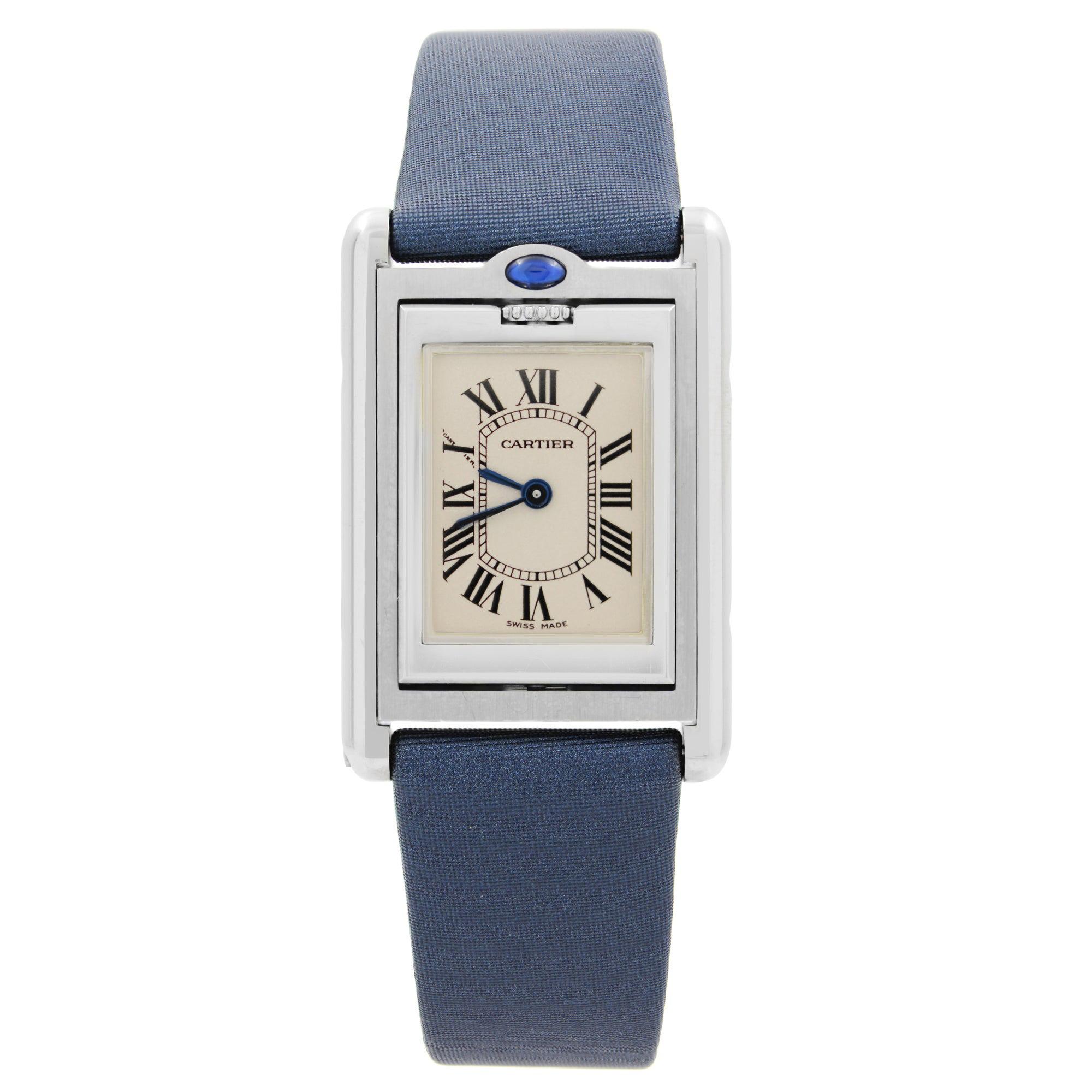 Cartier Tank Basculante Steel Reversible Case Cream Dial Ladies Watch W1011158