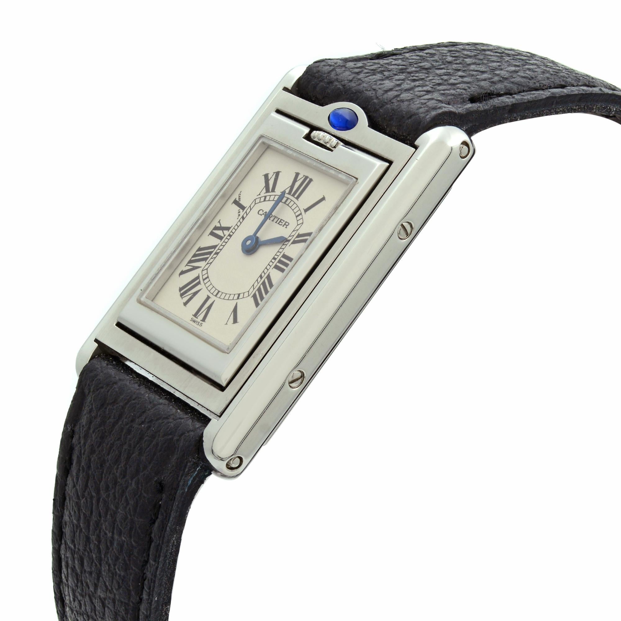  Cartier Tank Basculante Acier Boîtier Réversible Montre Femme Quartz W1011158 Pour femmes 