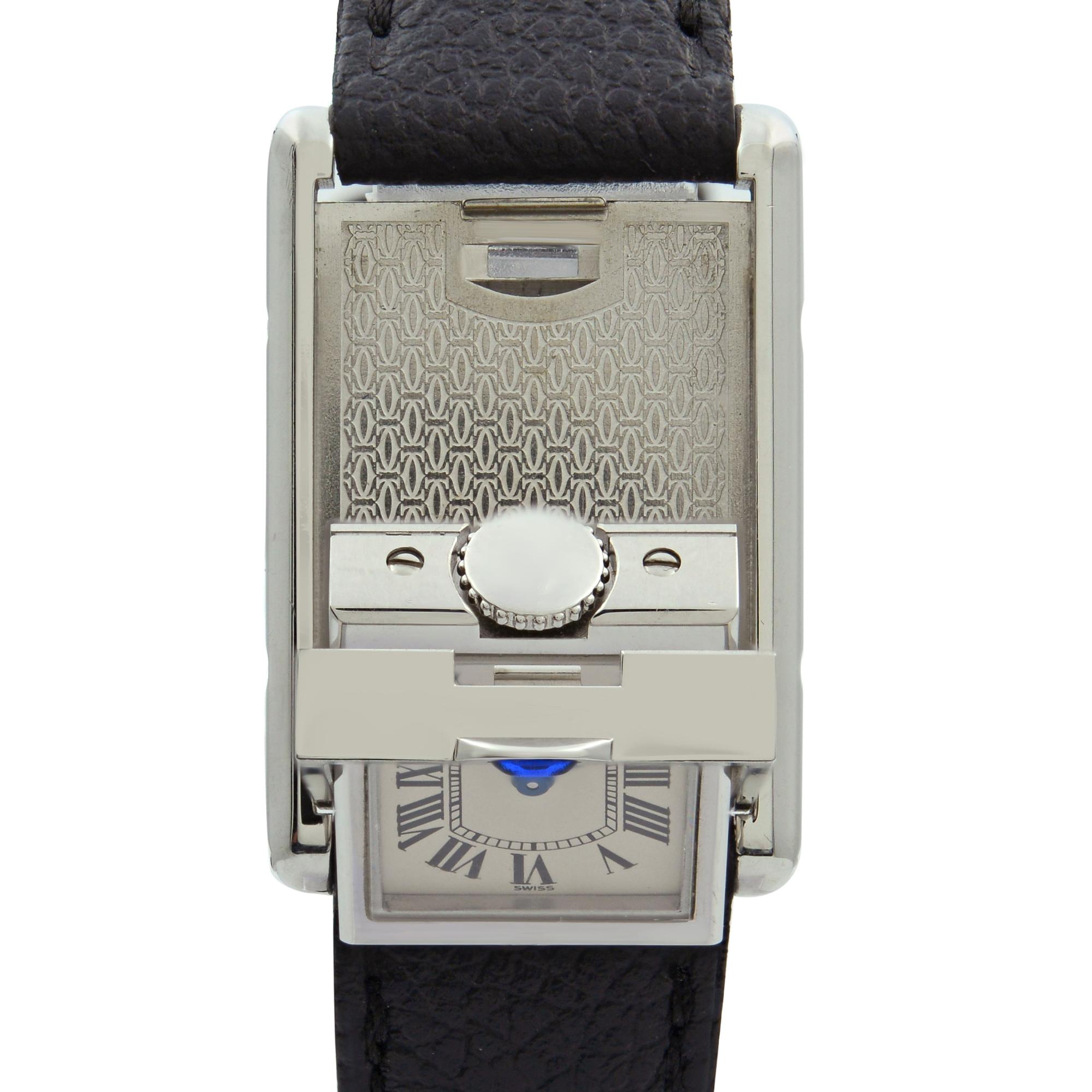 Cartier Tank Basculante Acier Boîtier Réversible Montre Femme Quartz W1011158 1