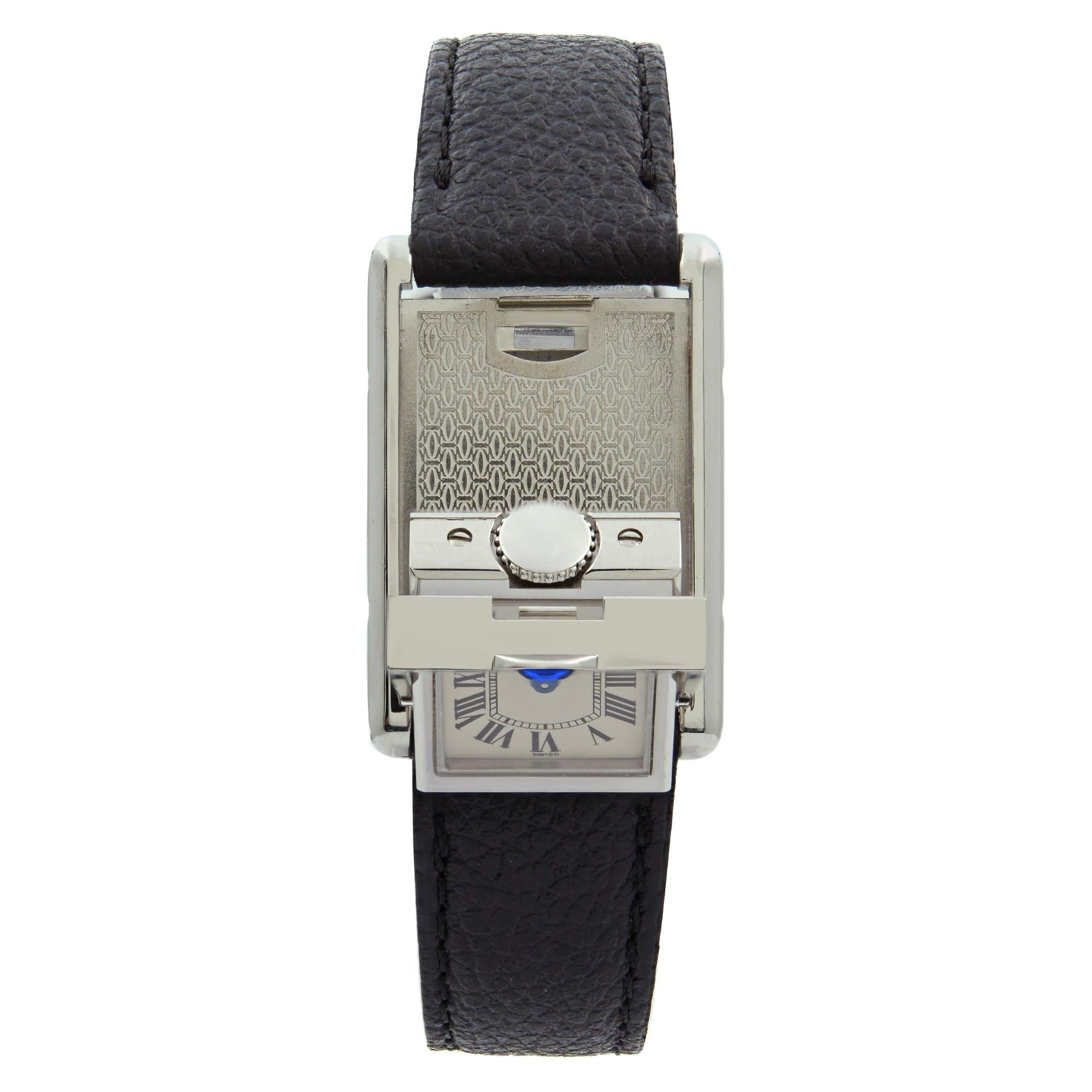 Cartier Tank Basculante Acier Boîtier Réversible Montre Femme Quartz W1011158 2
