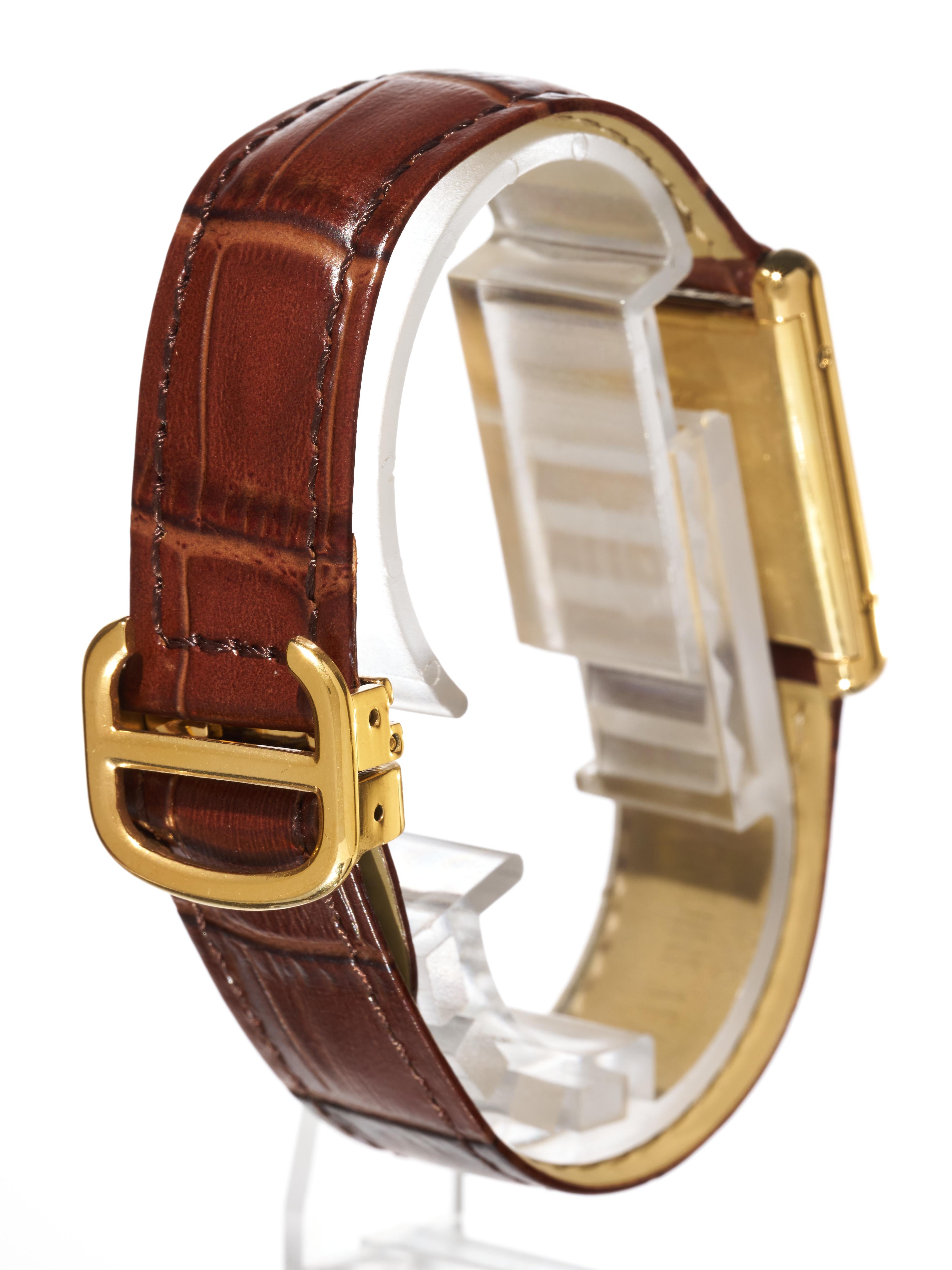Cartier Tank Burgundy Spider Dial 23mm Must de 18K Gold on Silver Unisex Watch For Sale 1