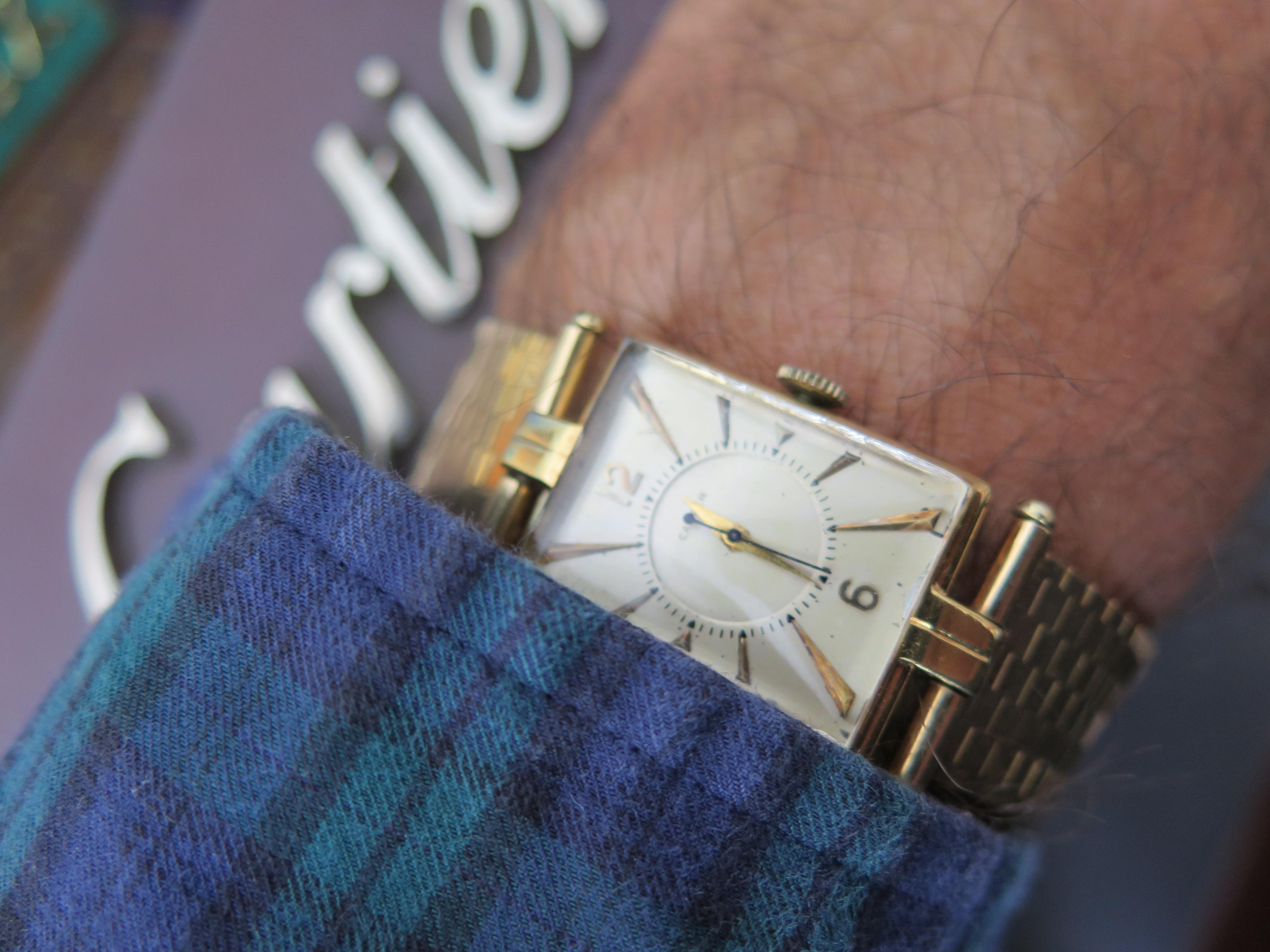 da uomo o donna Cartier Tank degli anni '40 con bracciale d'oro in vendita